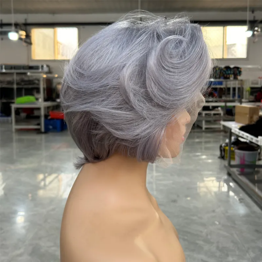 Gray Pixie Cut Lace Front Wig