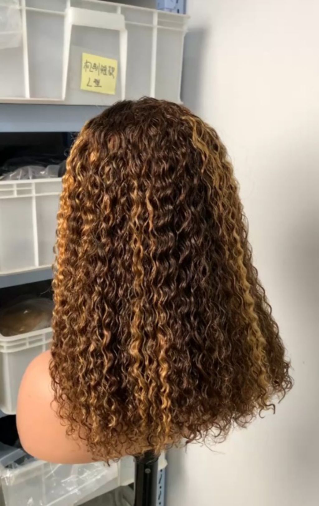 Curly Human Hair Wig with Highlights