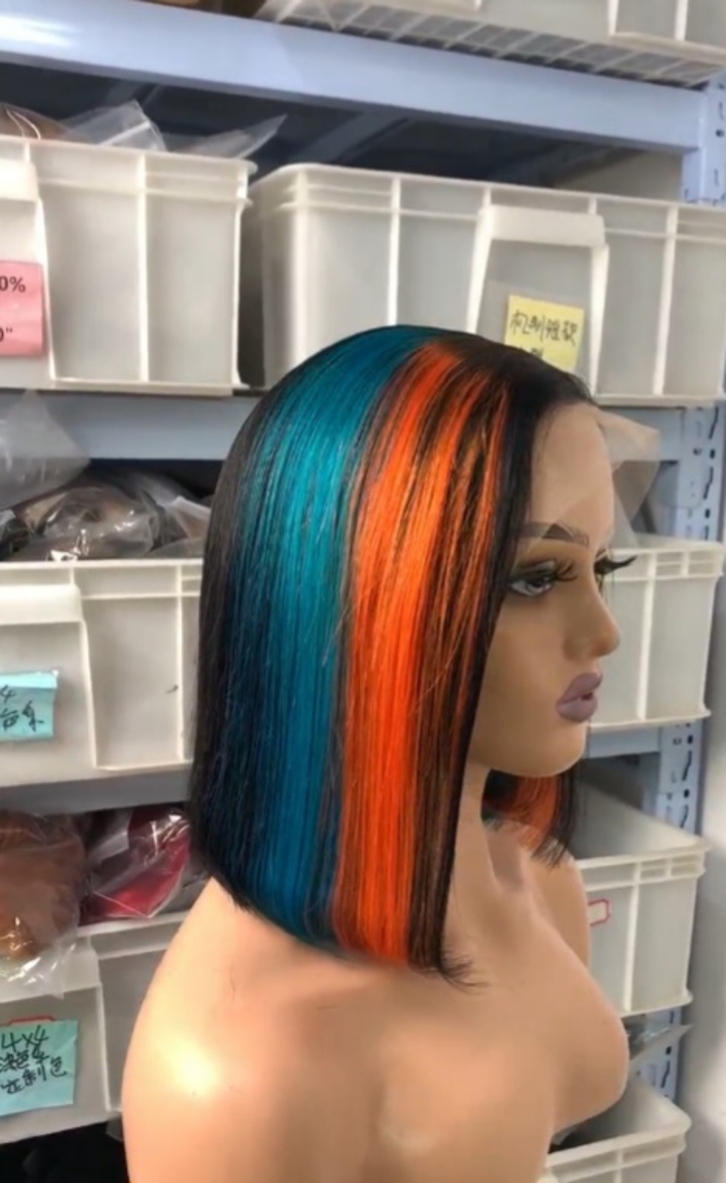 Vibrant Multi-Color Human Hair Bob Wig