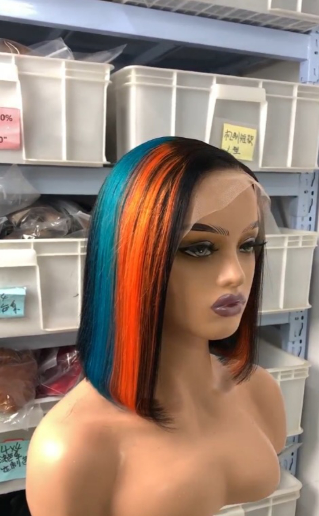 Vibrant Multi-Color Human Hair Bob Wig