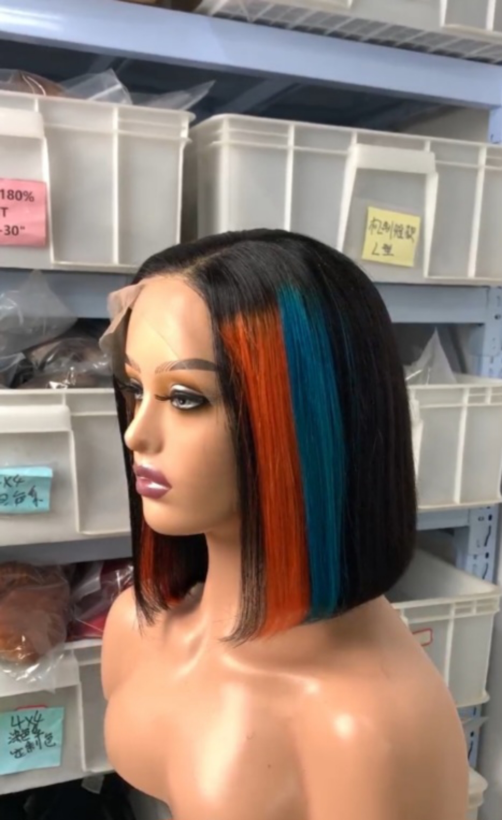Vibrant Multi-Color Human Hair Bob Wig