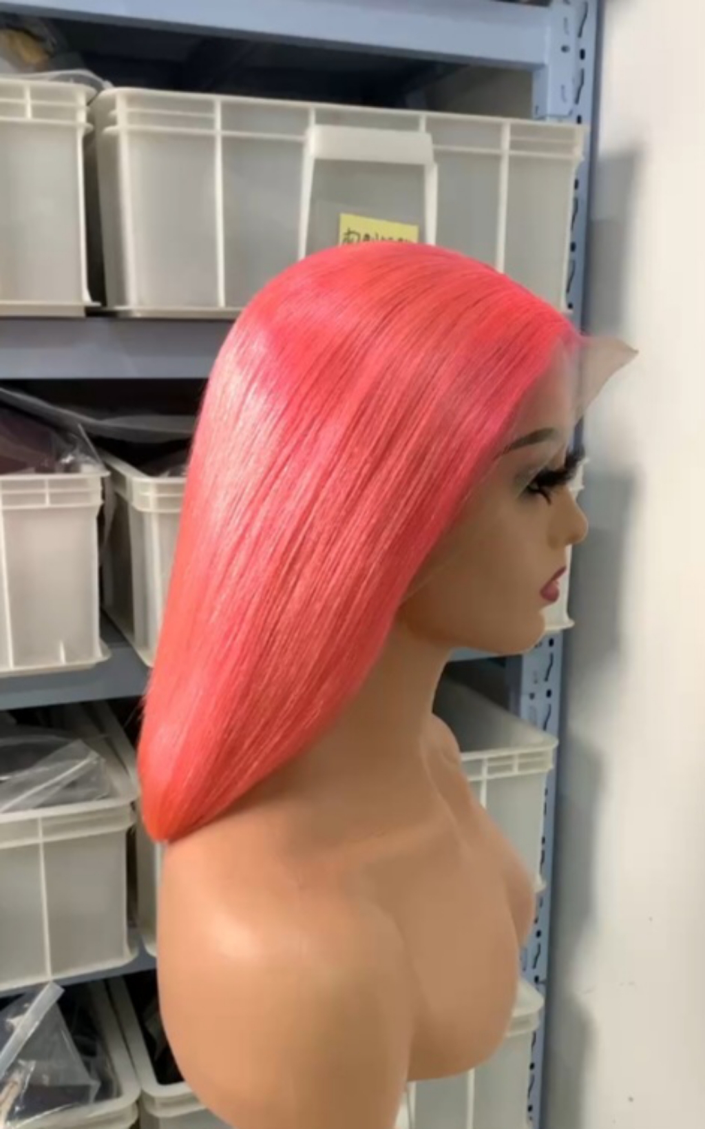 Pink Human Hair Bob Lace Front Wig