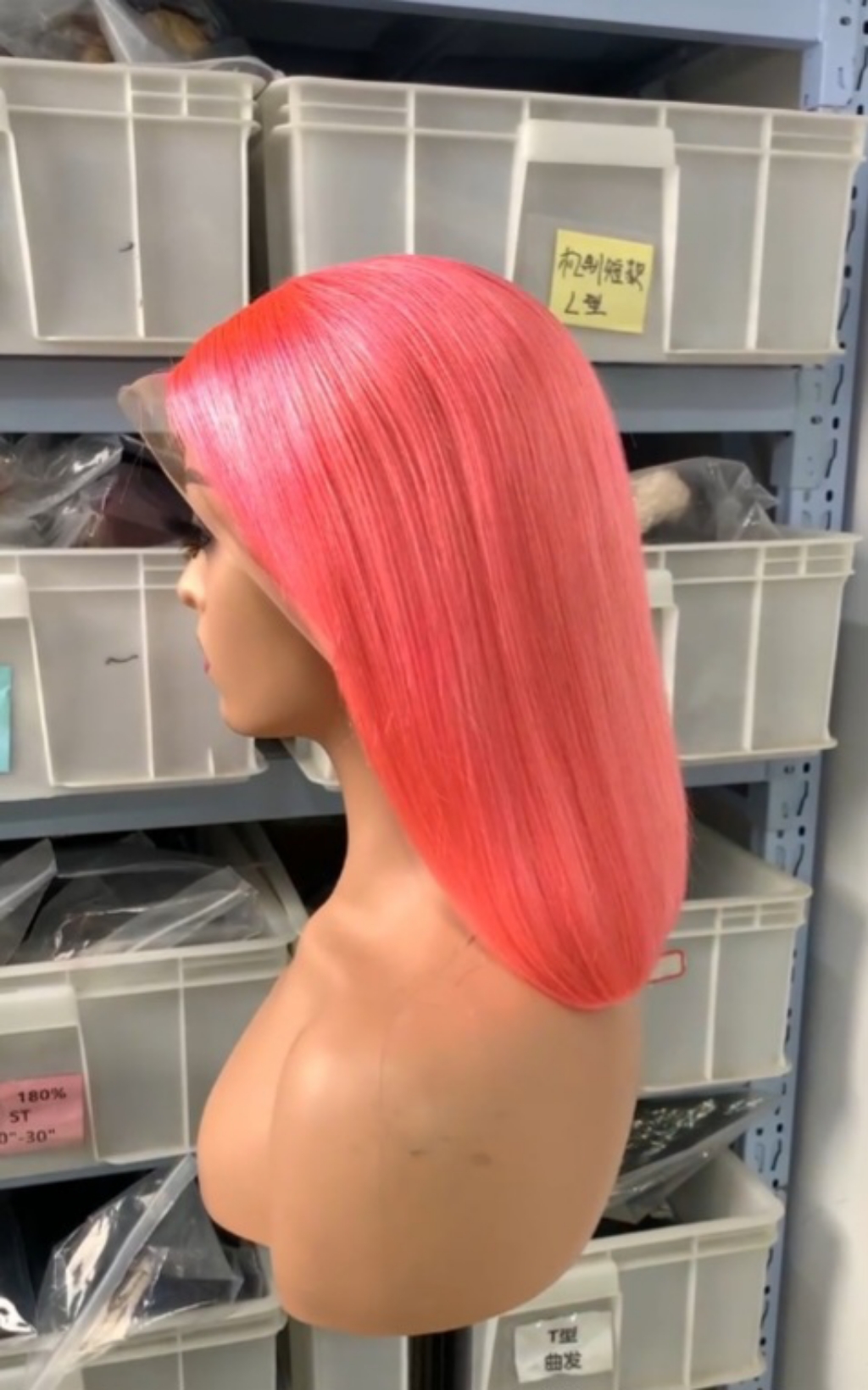 Pink Human Hair Bob Lace Front Wig