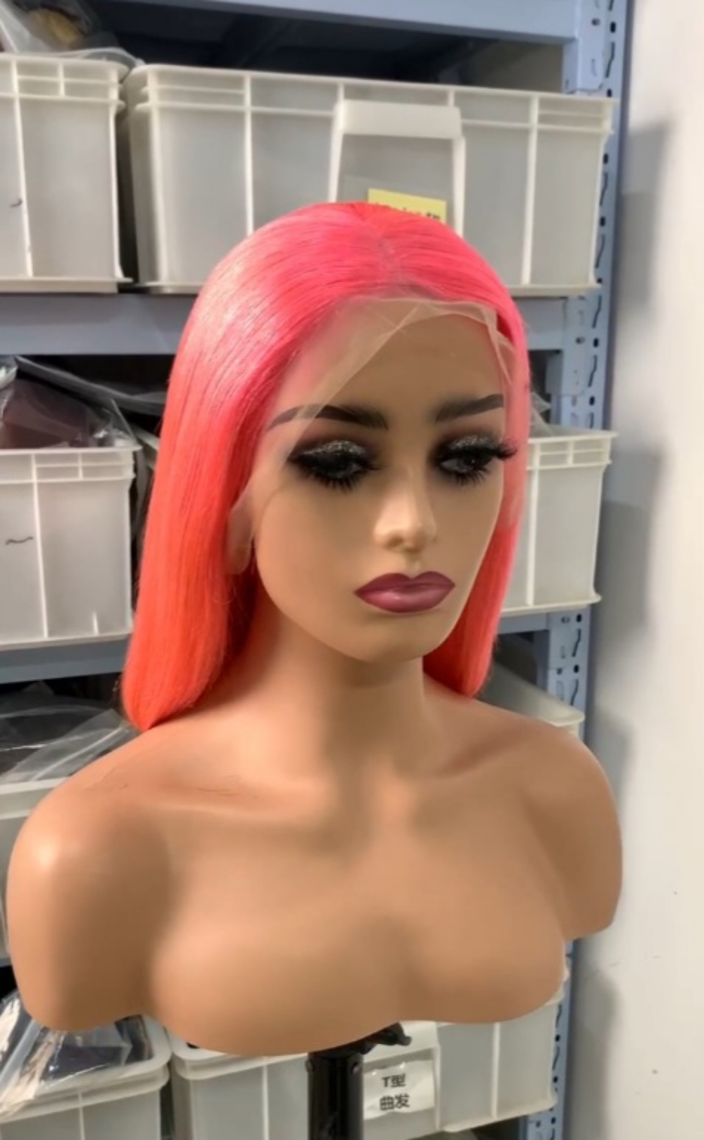 Pink Human Hair Bob Lace Front Wig