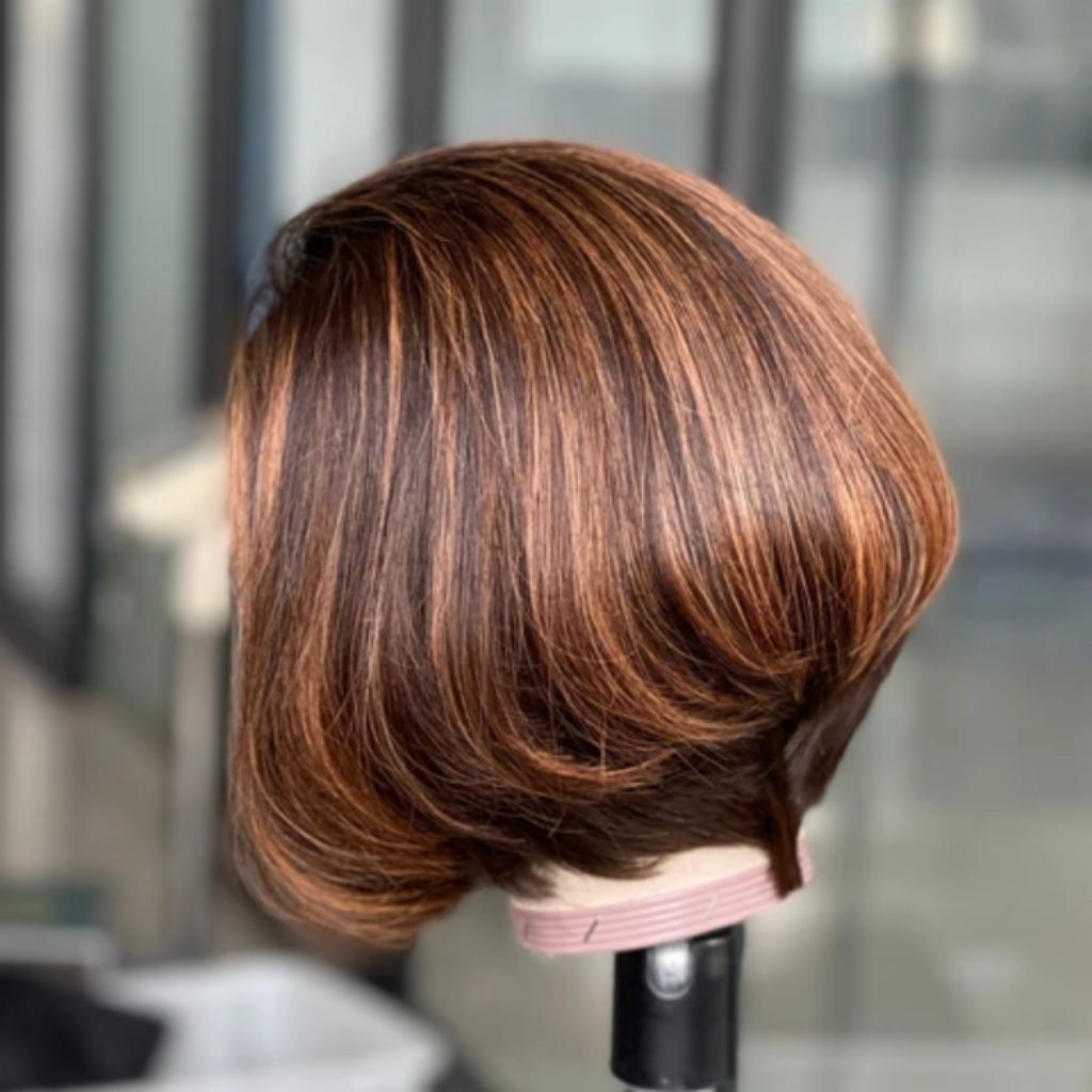 Brown Highlights Pixie Cut Lace Front Wig