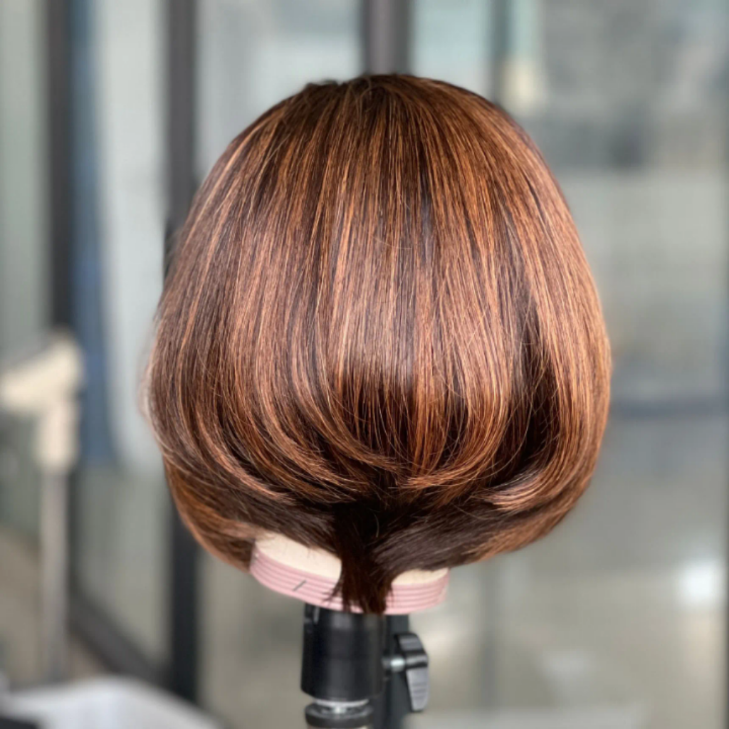 Brown Highlights Pixie Cut Lace Front Wig