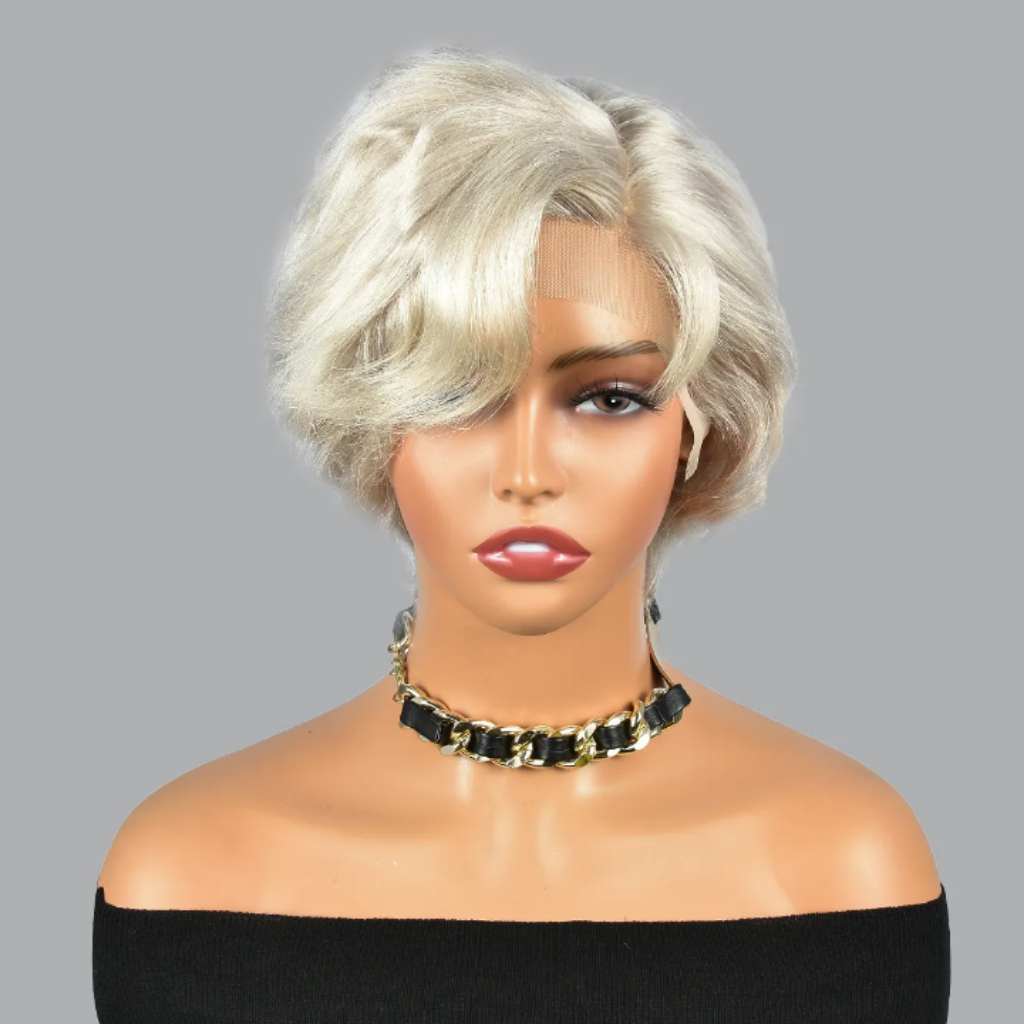 Platinum Blonde Short Bob Pixie Wig