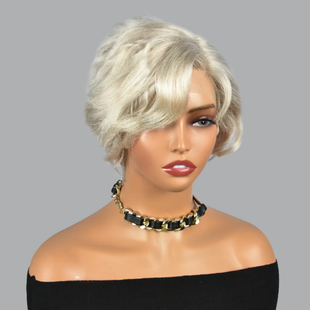 Platinum Blonde Short Bob Pixie Wig