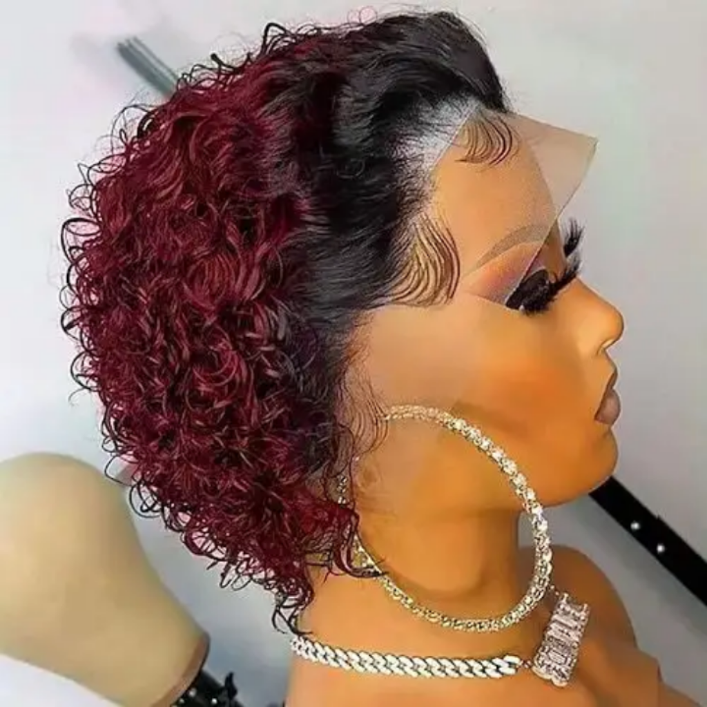Curly Ombre Pixie cut Lace Front Wig