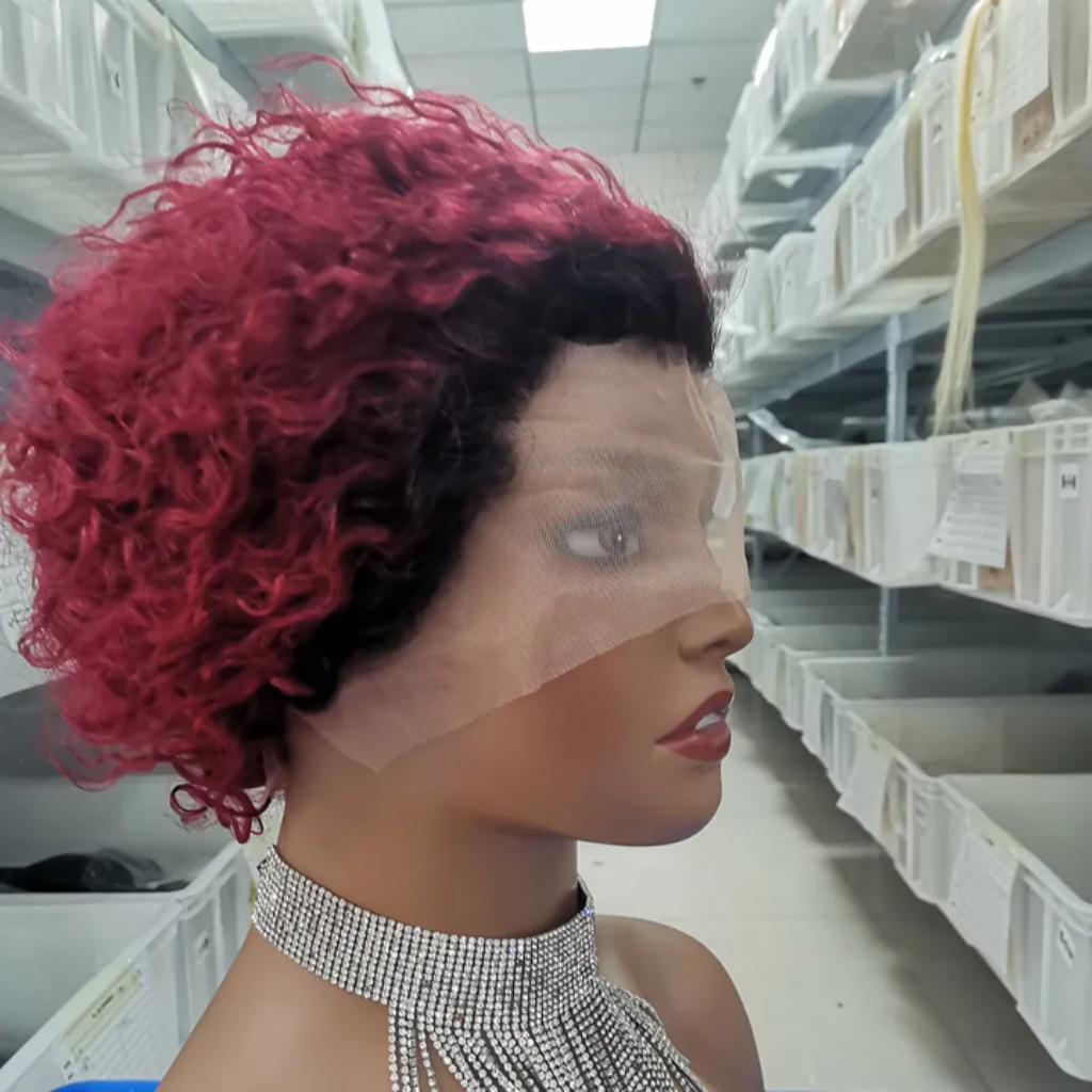 Curly Ombre Pixie cut Lace Front Wig