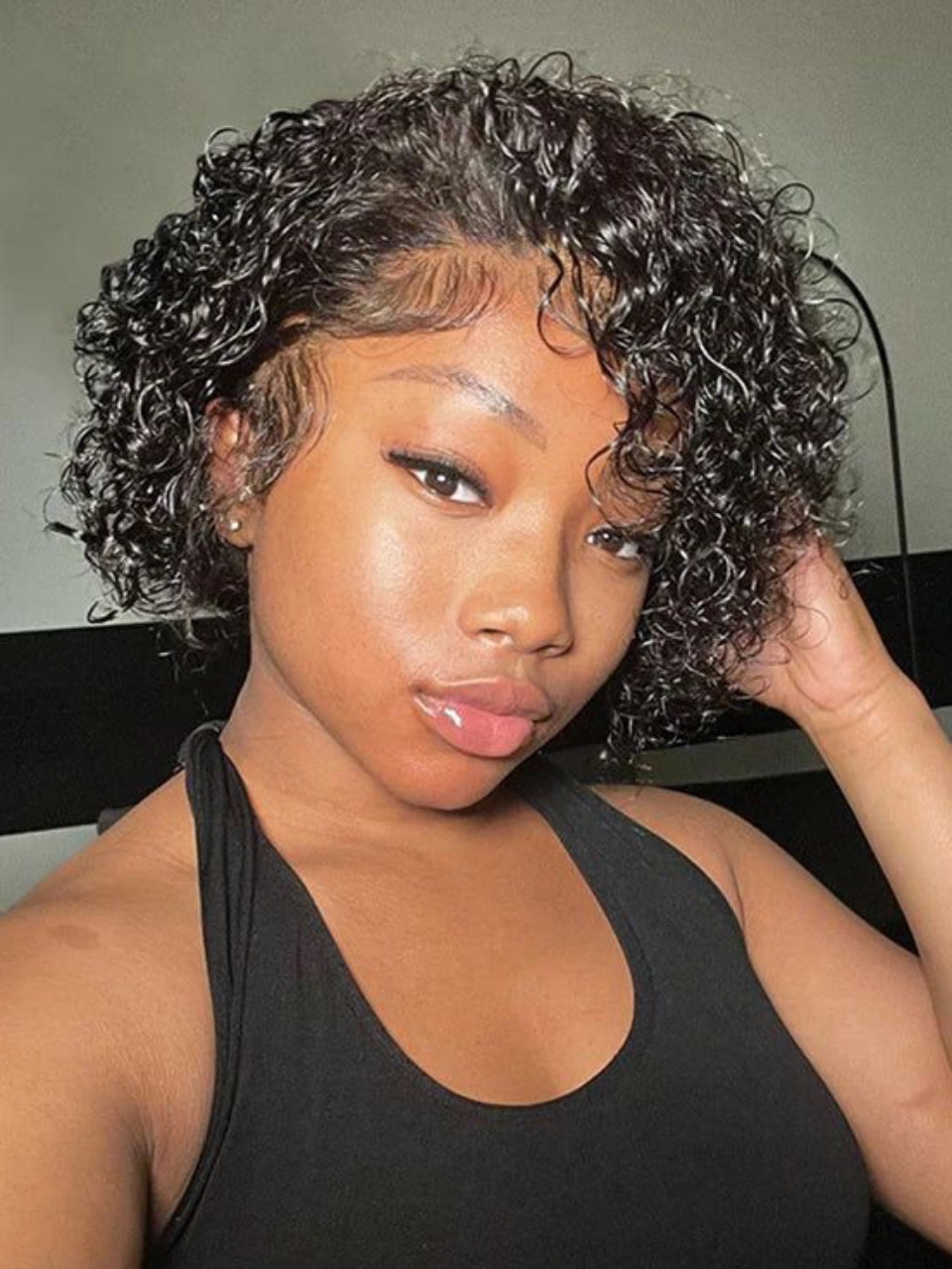 13x4 curly Full Lace Front Pixie Wig