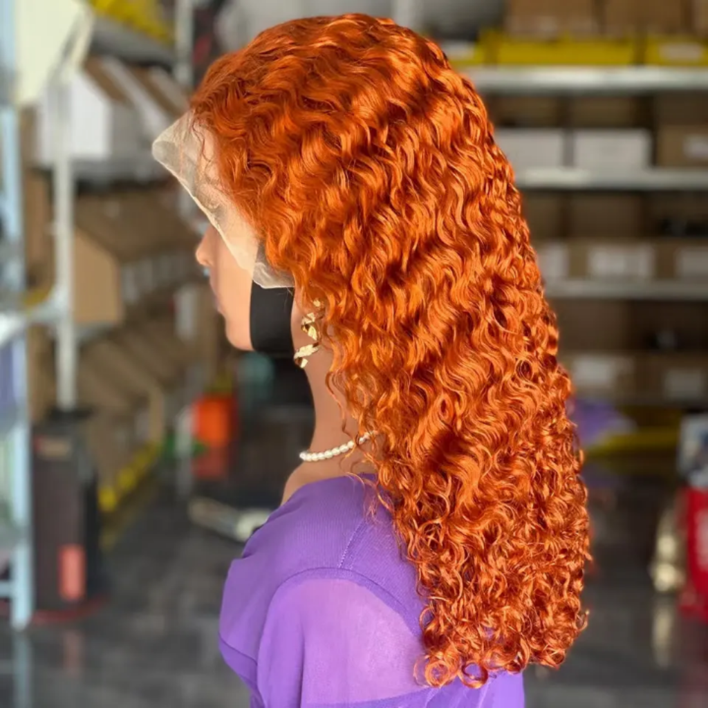 Curly Orange Human Hair Wig