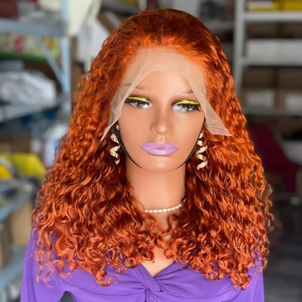 Curly Orange Human Hair Wig