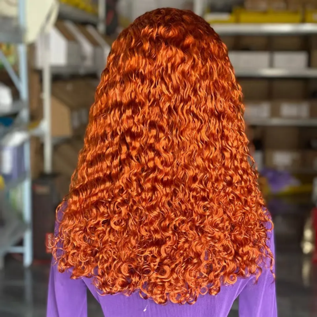 Curly Orange Human Hair Wig