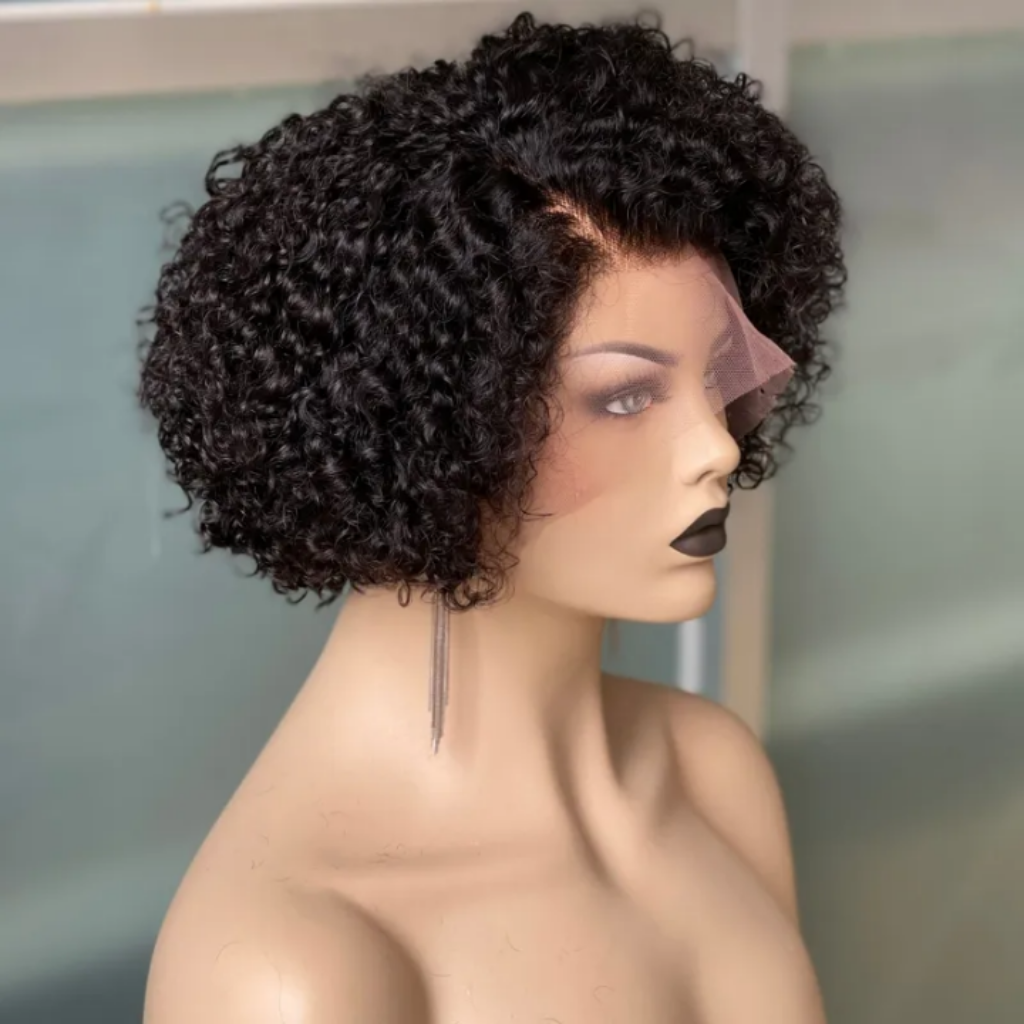 200% density Curly Short Wig
