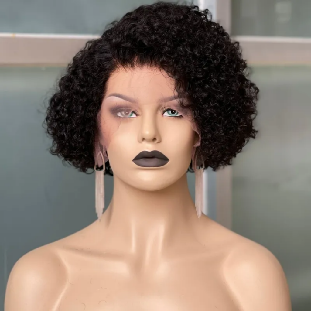 200% density Curly Short Wig