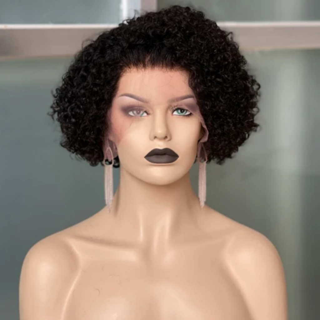 200% density Curly Short Wig