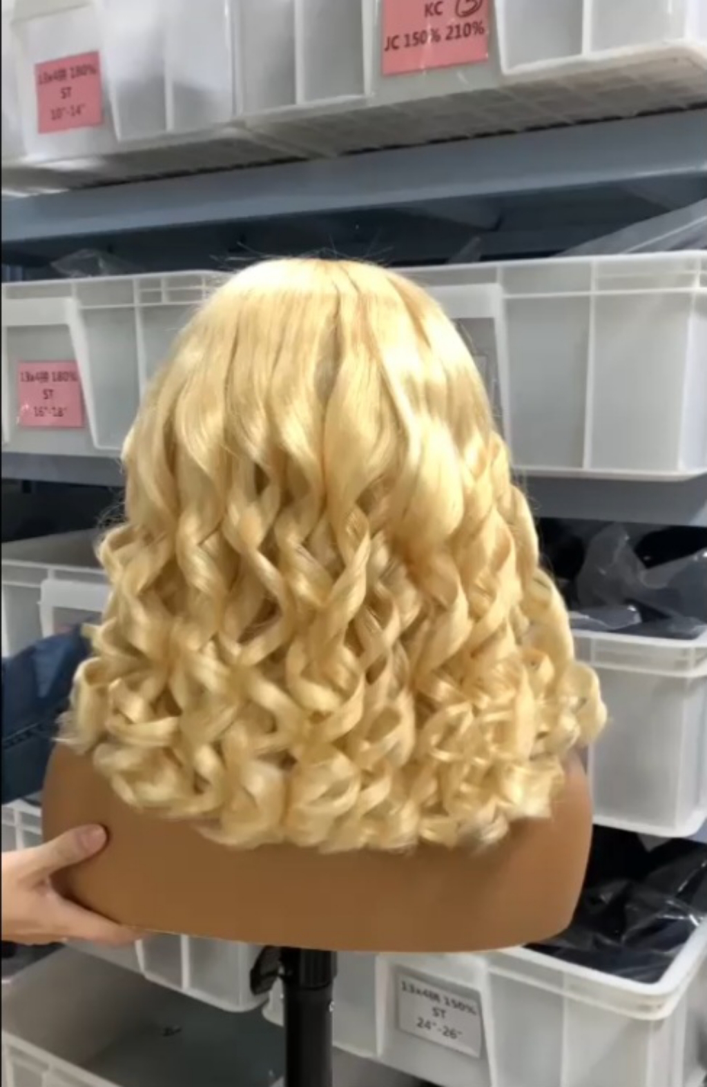 Blonde Curly Bob Wig with Bangs