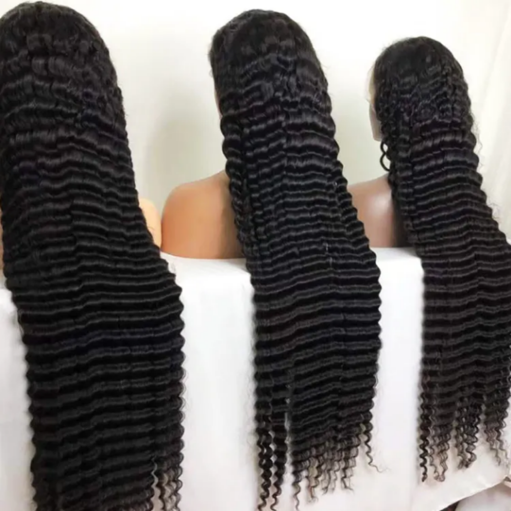 40 Inch Deep Wave Human Hair Full Lace Wigs