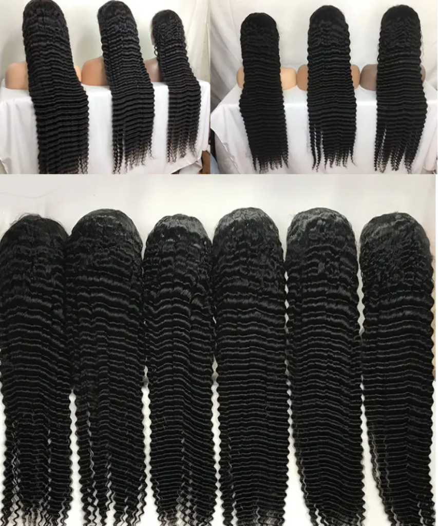 40 Inch Deep Wave Human Hair Full Lace Wigs