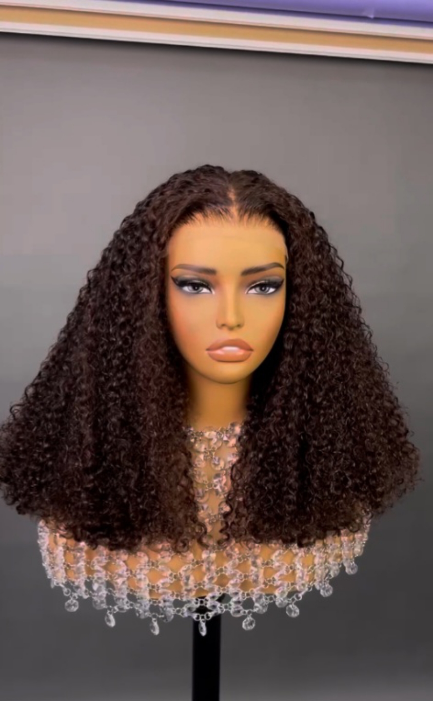 200% Curly Brown Human Hair Wig Winter Hairstyle