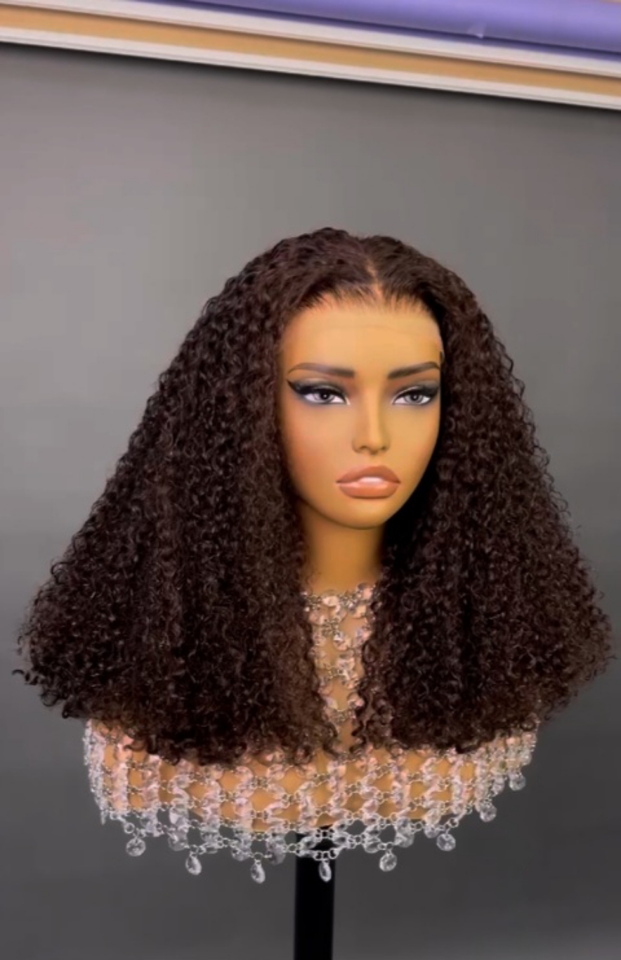 200% Curly Brown Human Hair Wig Winter Hairstyle