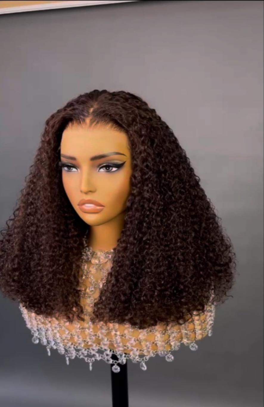 200% Curly Brown Human Hair Wig Winter Hairstyle