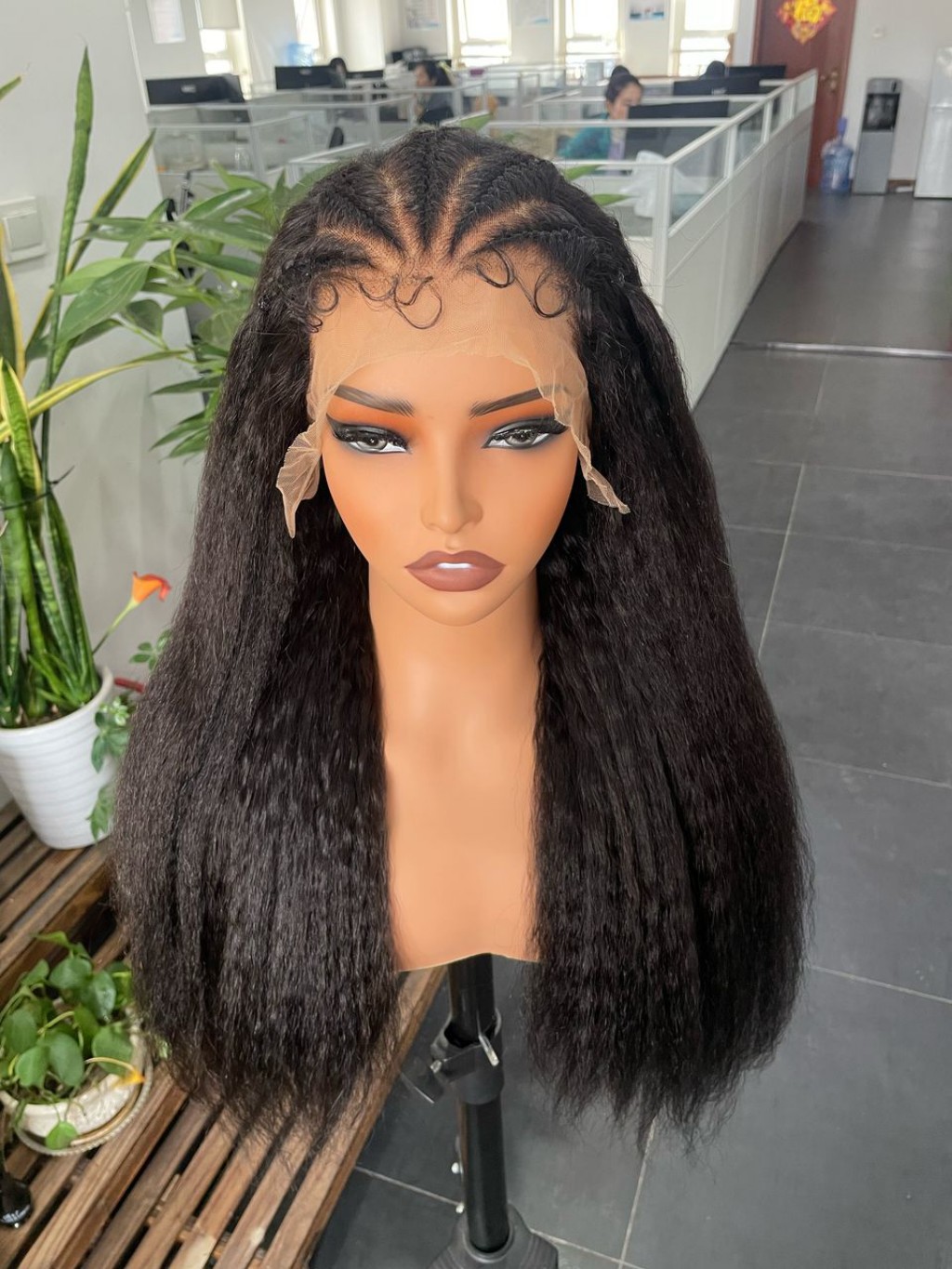 Kinky Straight Human Hair Lace Front Wig