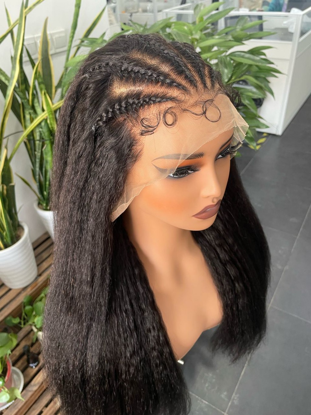 Kinky Straight Human Hair Lace Front Wig