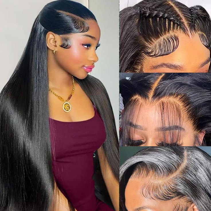 Bone Straight Human Hair Black Wig