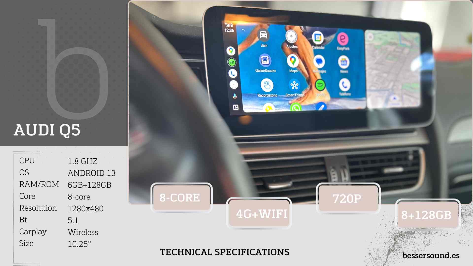 AUDI Q5 (2008-2017) Sistema multimedia Android