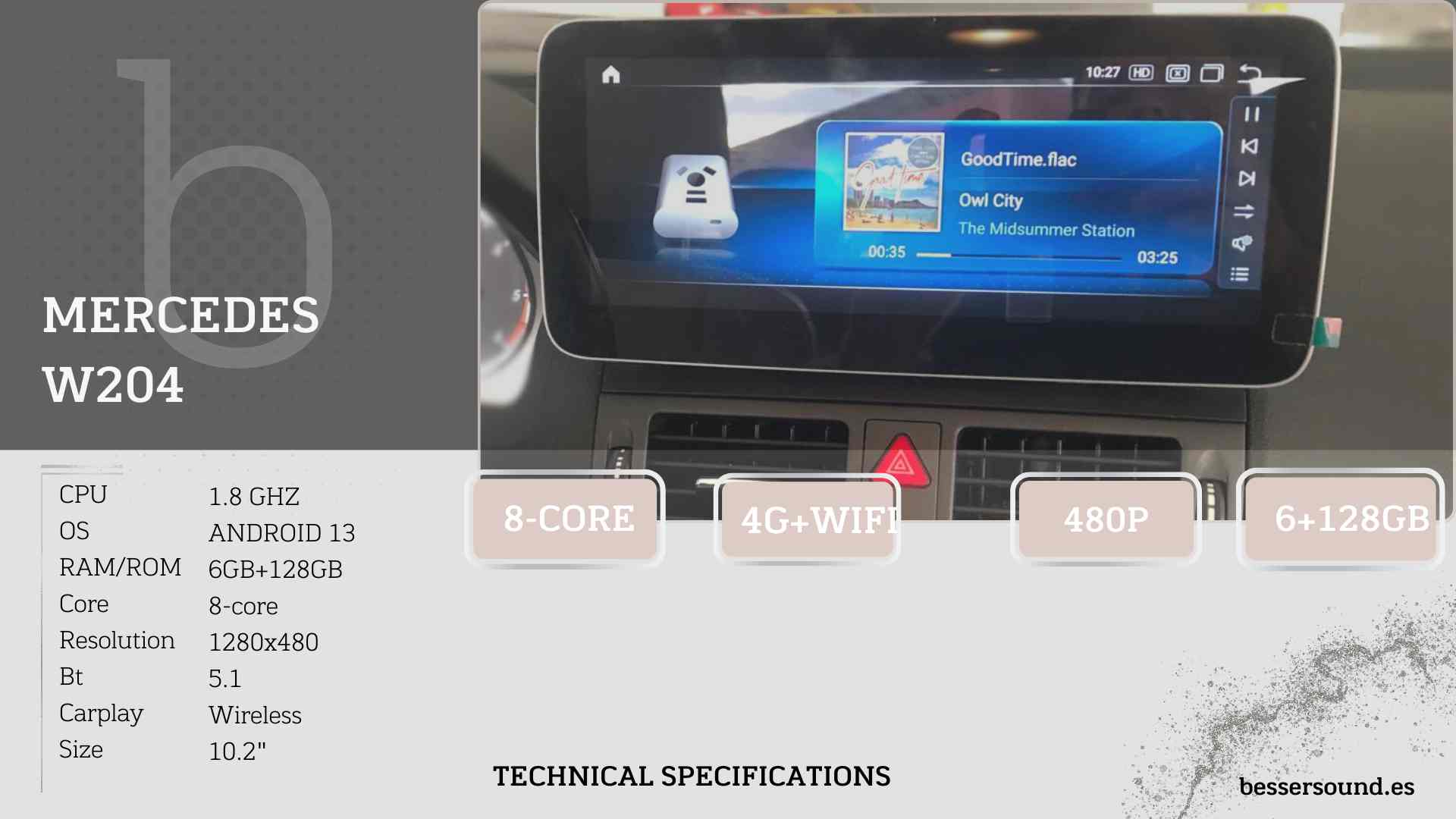 MERCEDES BENZ Clase C W204 Sist. multimedia Android 10,25"