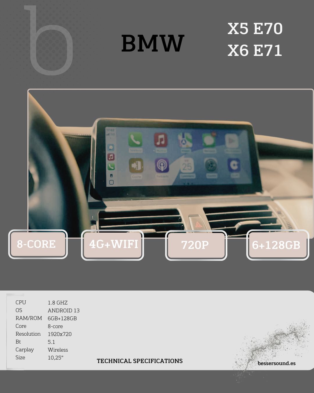 BMW X5 E70 (+2006) // X6 E71 (+2007) Sistema multimedia Android