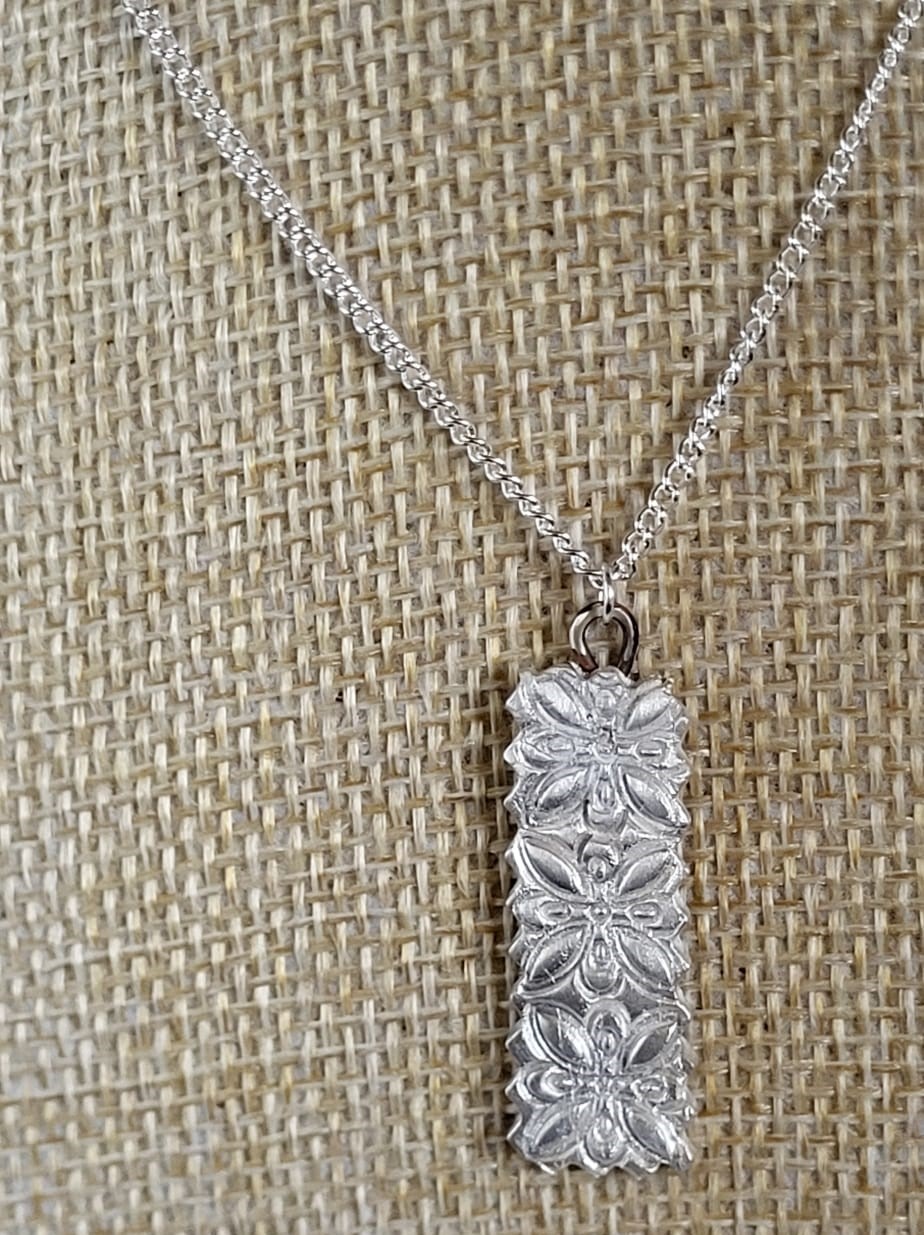 Floral Vintage Stamp Pendant Necklace