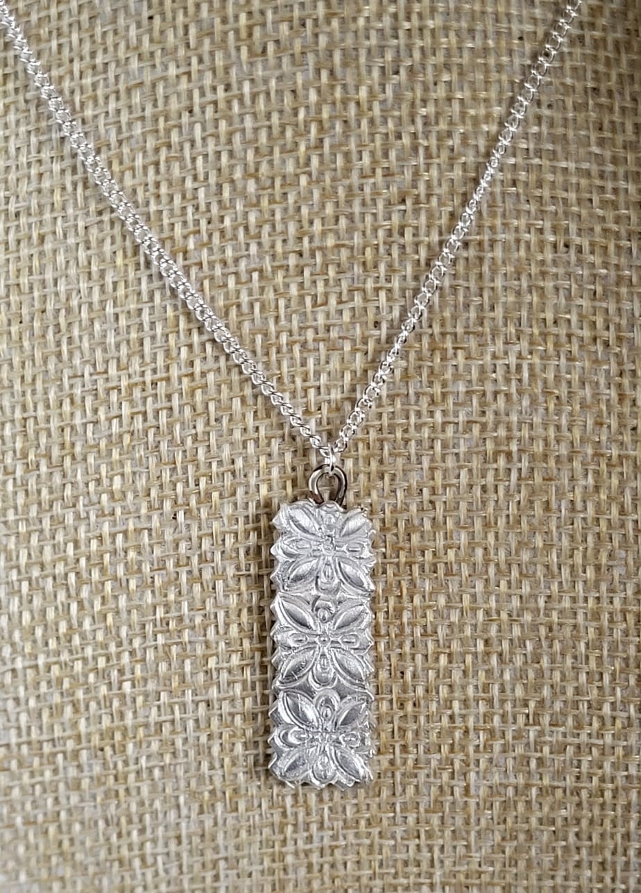 Floral Vintage Stamp Pendant Necklace