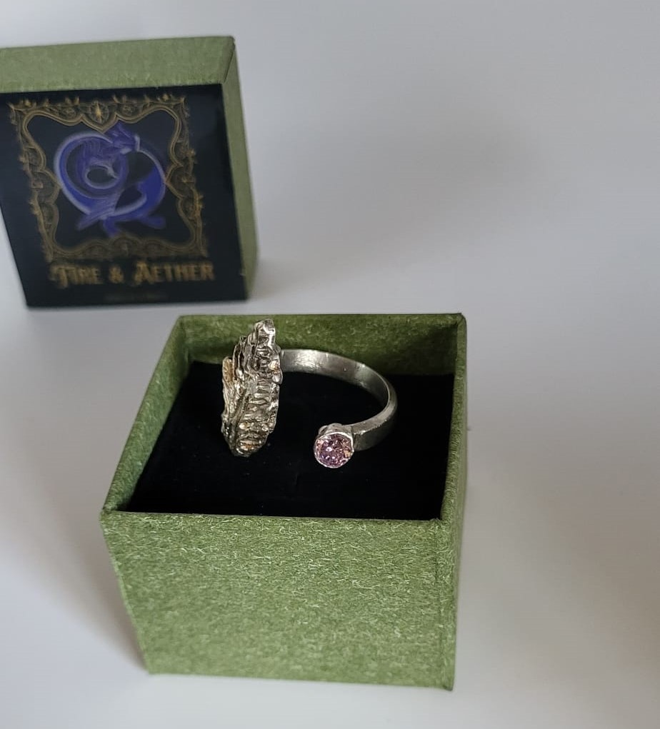 Silver Adjustable Feather Ring