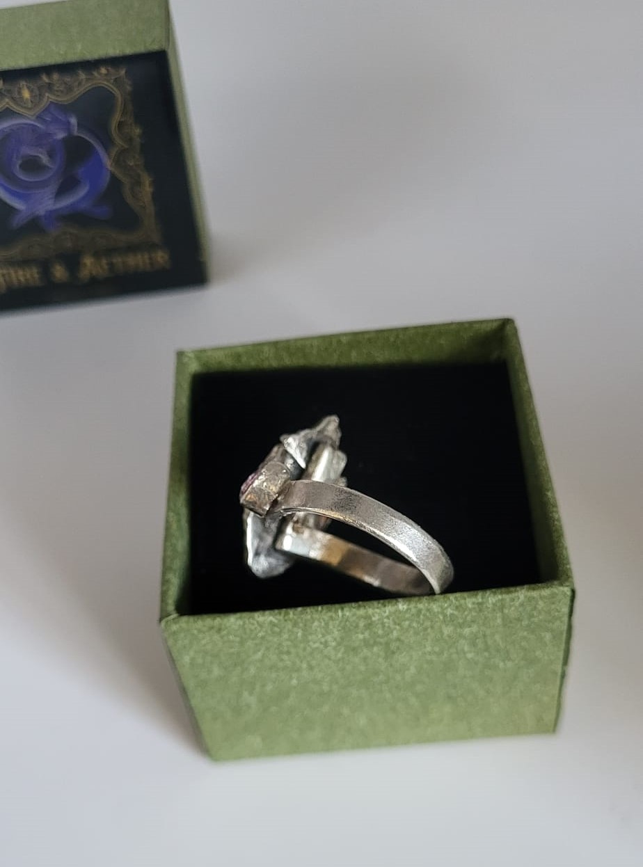 Silver Adjustable Feather Ring