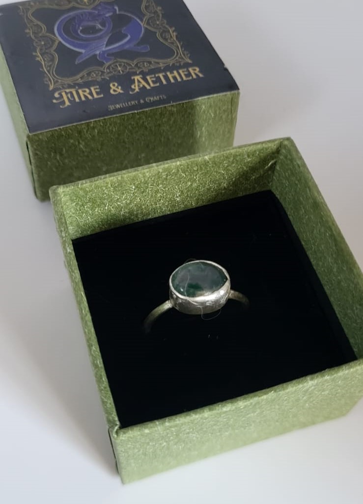 Moss Agate Vintage Style Ring 