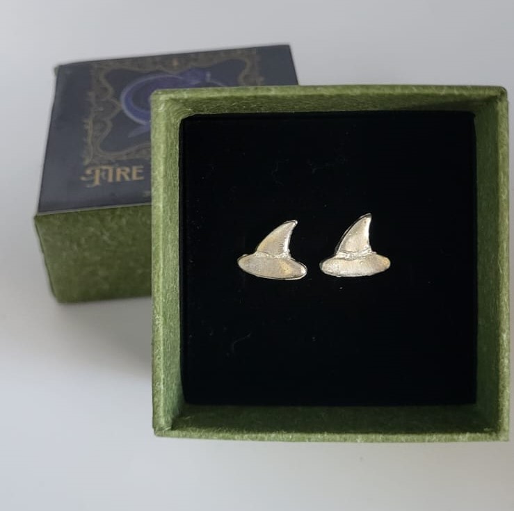 Silver Witch Hat Earrings