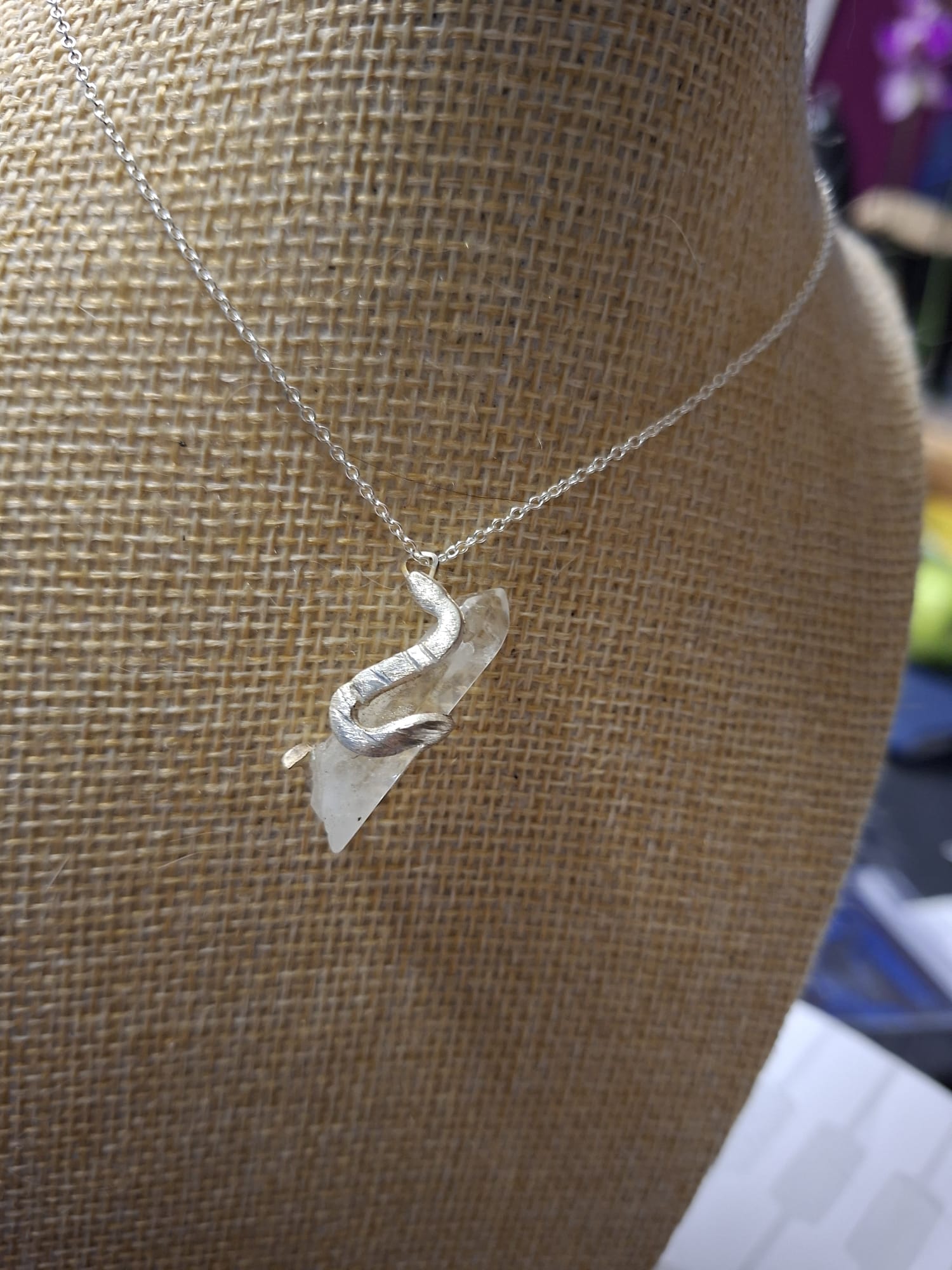 Snake and Crystal Pendant Necklace