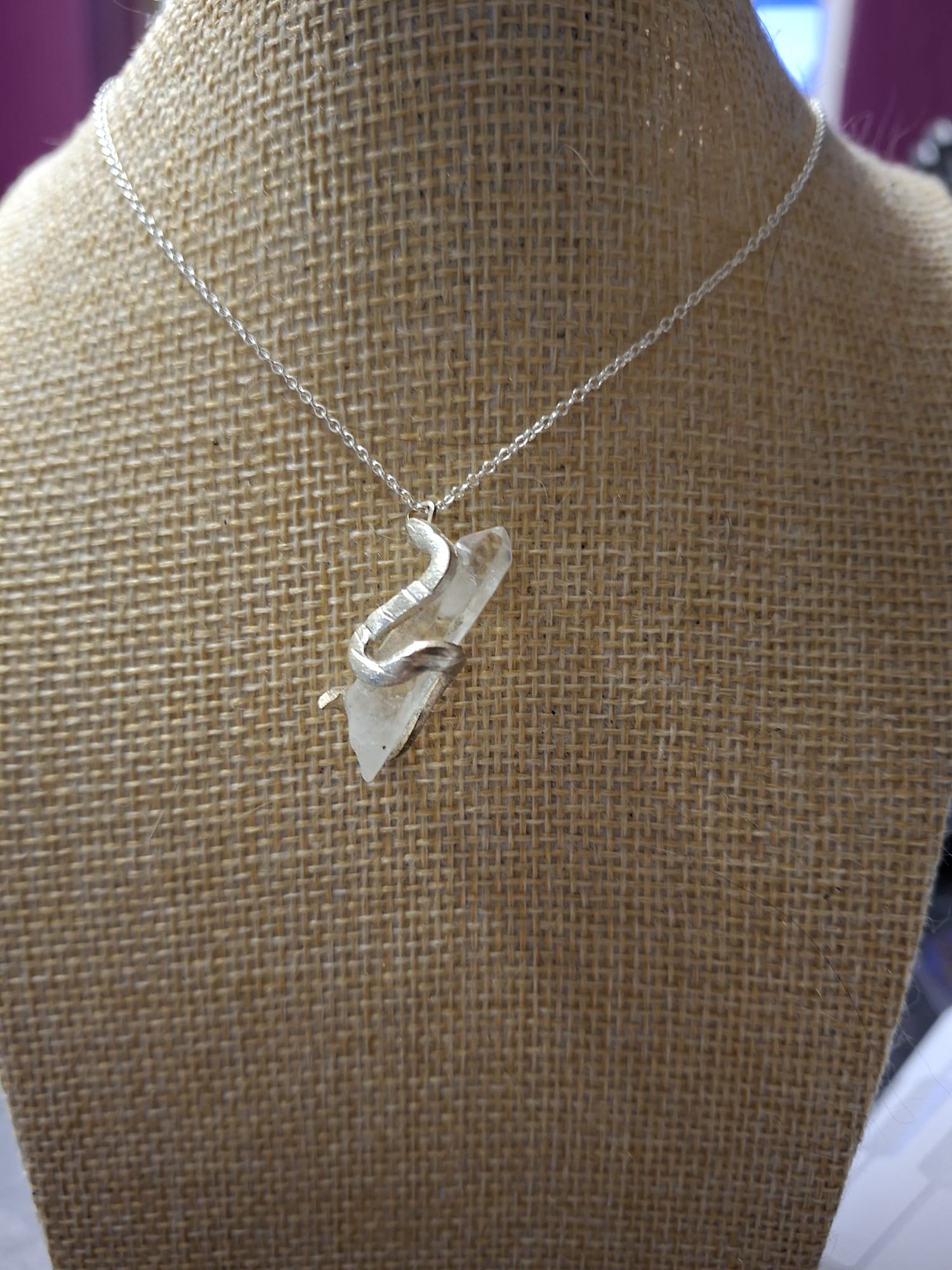 Snake and Crystal Pendant Necklace