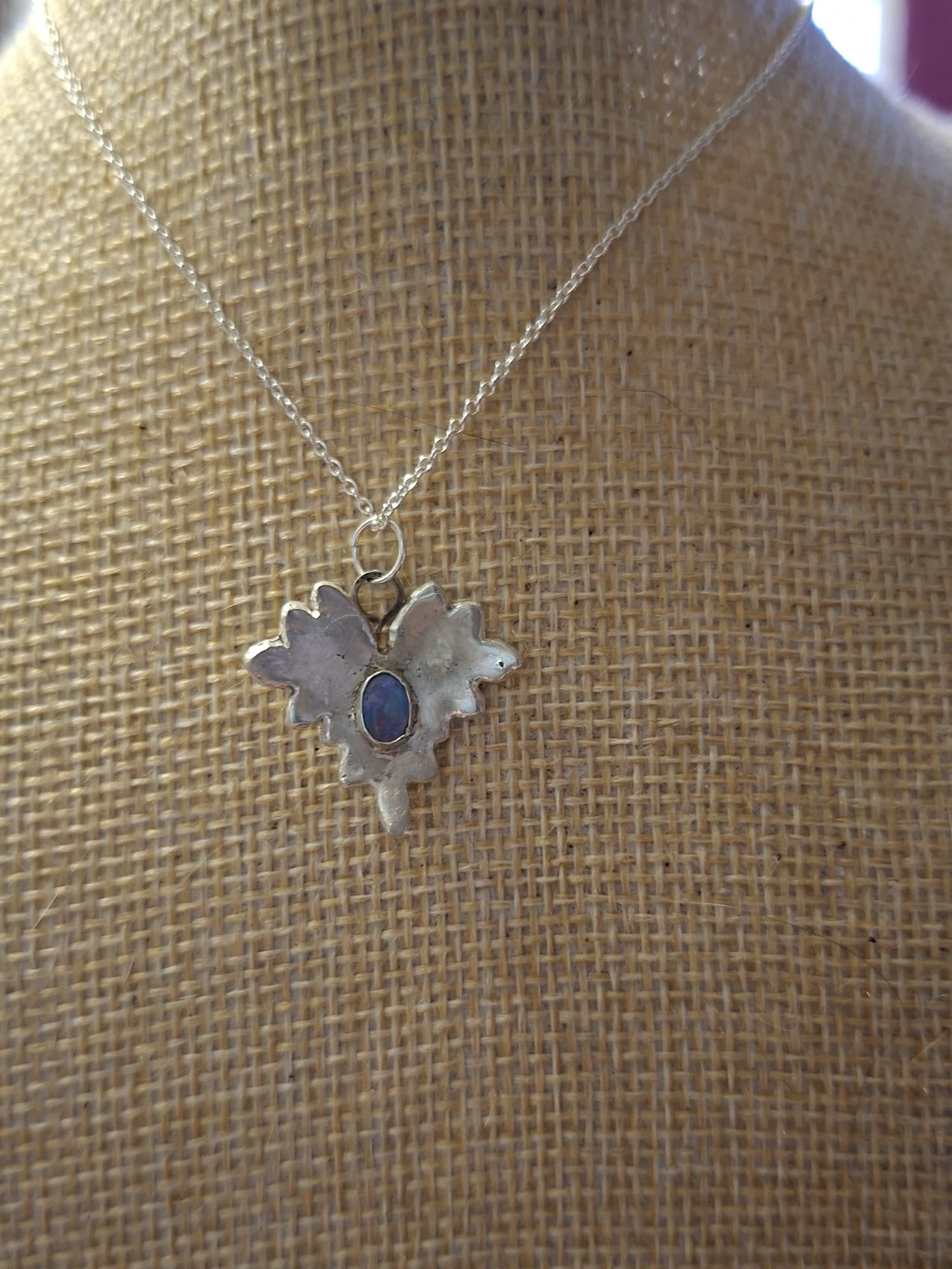 Opal Leaf Pendant Necklace