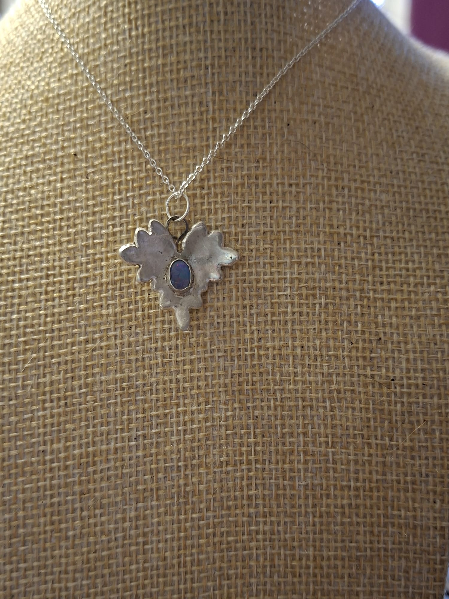 Opal Leaf Pendant Necklace