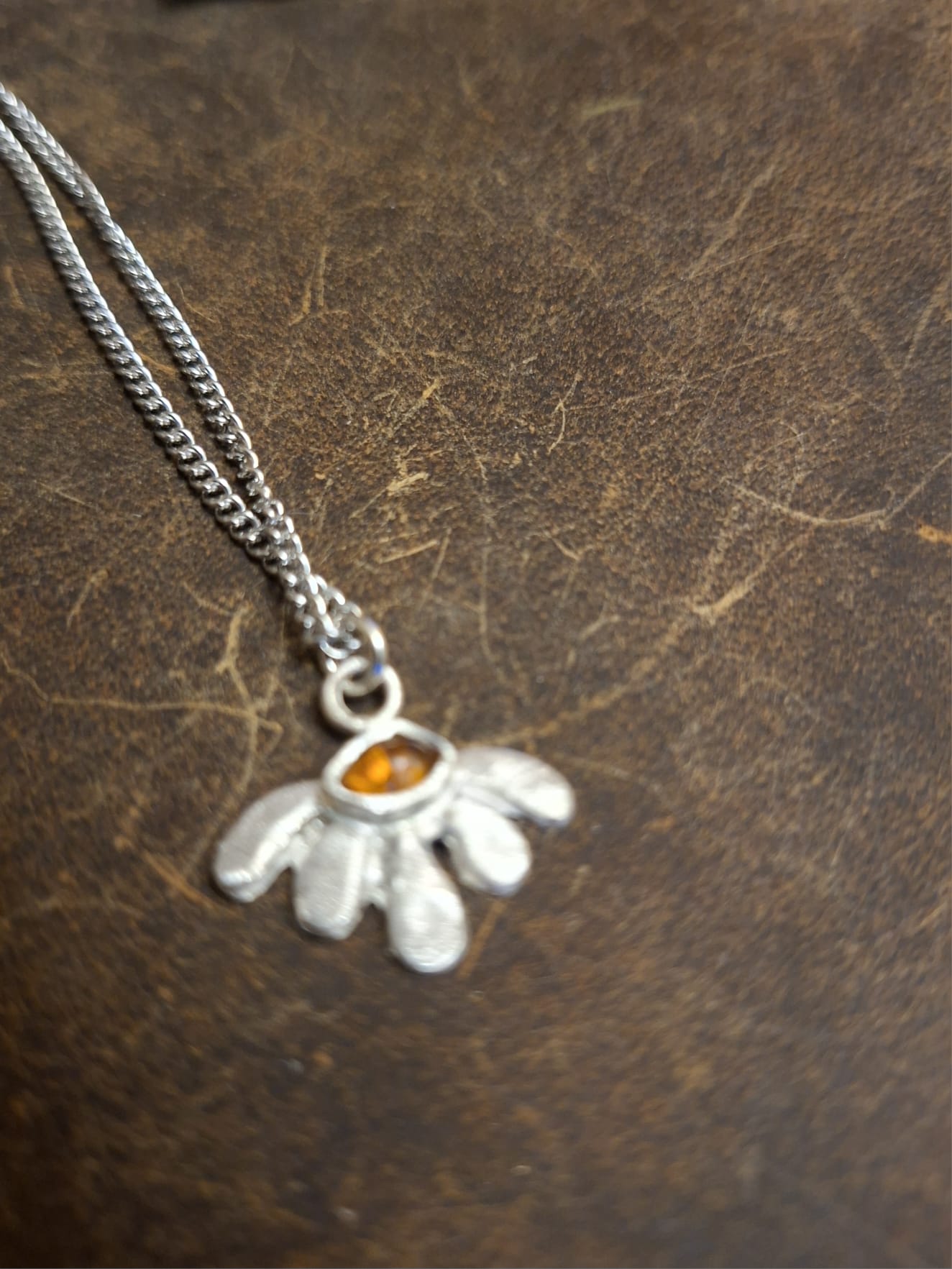 Silver Flower Pendant Necklace