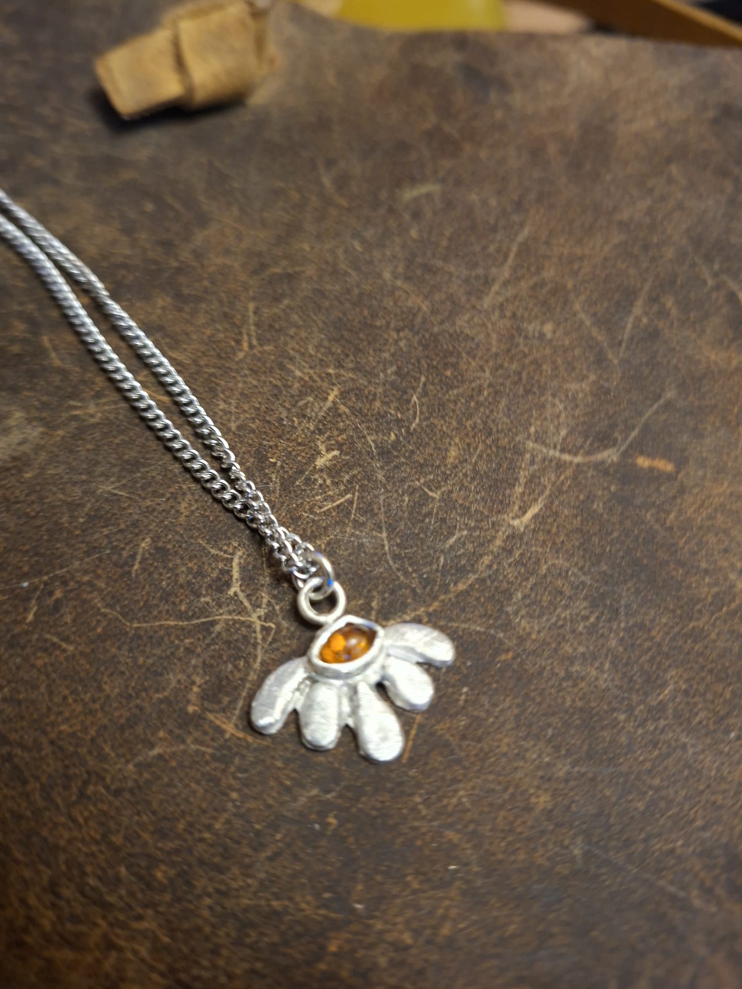 Silver Flower Pendant Necklace
