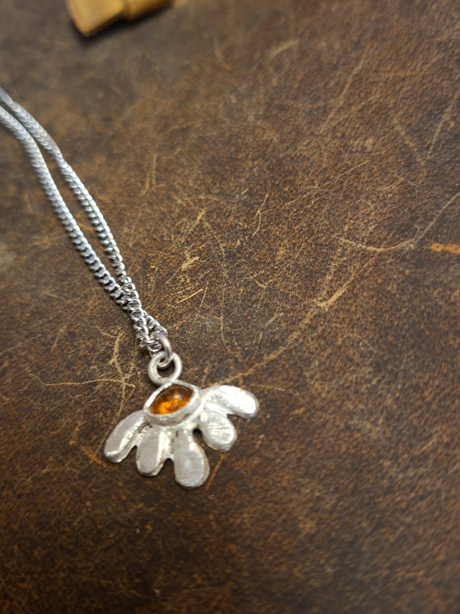 Silver Flower Pendant Necklace
