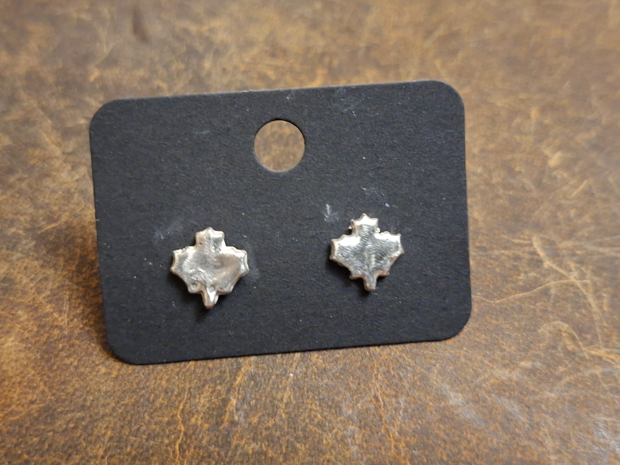 Silver Maple Leaf Stud Earrings