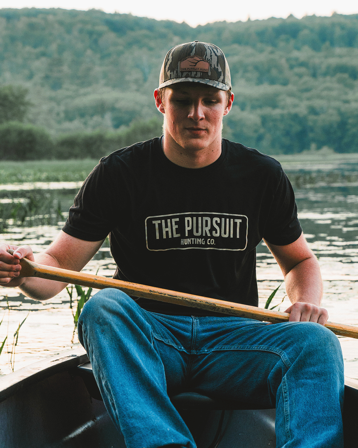 Bottomland Camo Snapback with Patch 