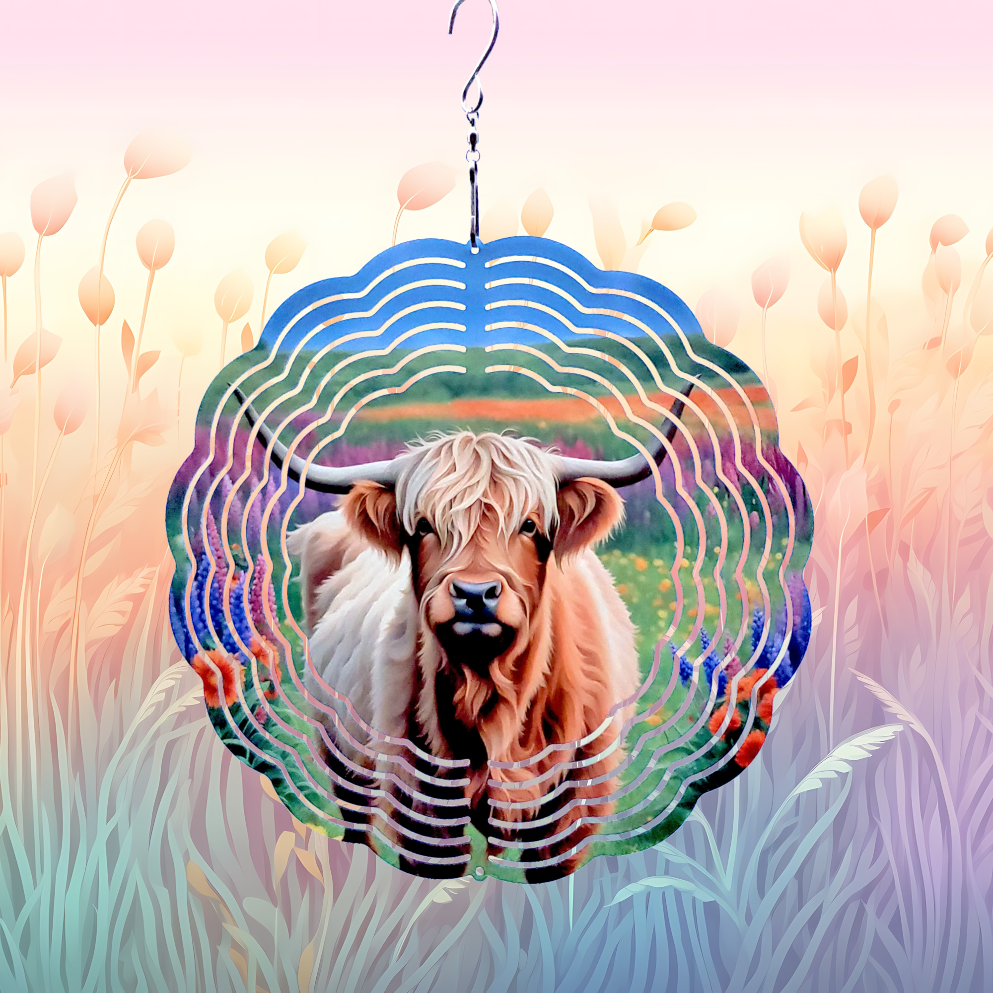 Highland Cow Wind Spinner