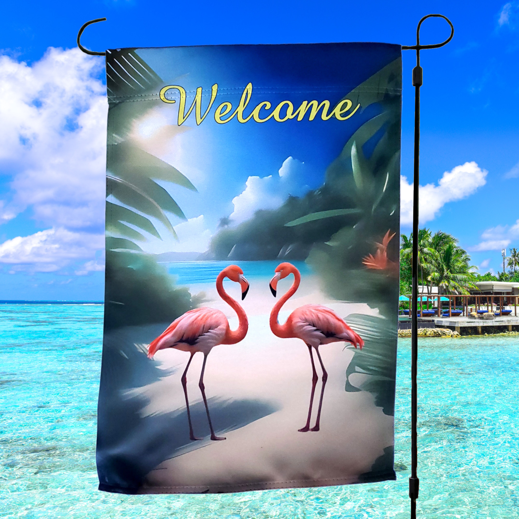 Flamingo Welcome Garden Flag